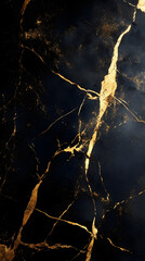 Elegant Black Marble Texture with Gold Veins for Luxurious Background Design : Generative AI