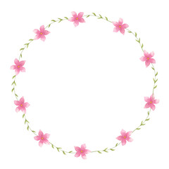 Watercolor flowers wreath, floral frame background vector for design.