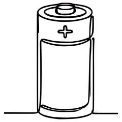 one line drawing battery technology vector illustration template design