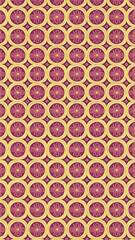 Seamless vintage floral pattern with geometric yellow and purple motifs