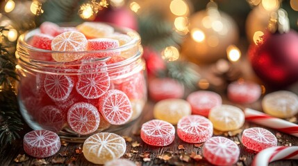 Fototapeta premium Festive Holiday Candy in a Jar