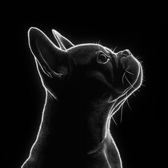 Dramatic silhouette of a french bulldog against black background
