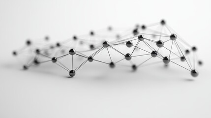 Minimalist interconnected black spheres linked by thin lines on a clean white background