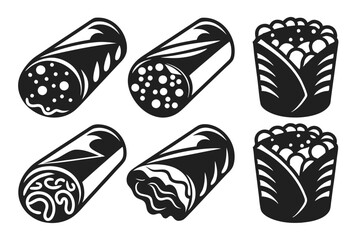set of cartoon Burrito vector illustration