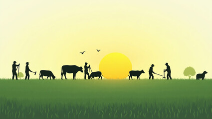 Obraz premium silhouette of a farmer