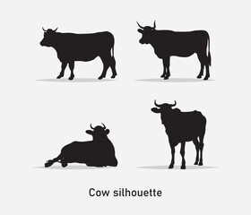 vector hand drawn cow silhouette isolated on white background	
