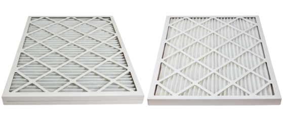 Two pleated air filters isolated with transparent background