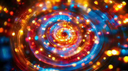 Obraz premium vibrant close up of swirling vortex of colorful lights in motion