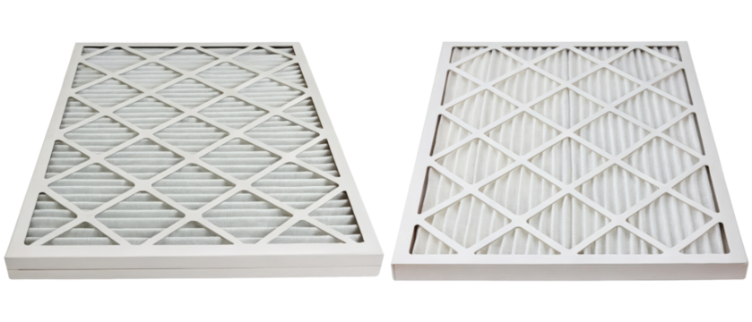 Two pleated air filters isolated with transparent background