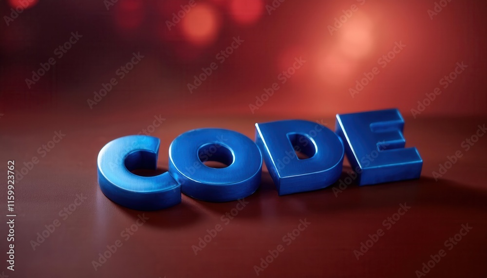 Poster Engaging Blue Text 'CODE' Signifying Programming and Development Themes