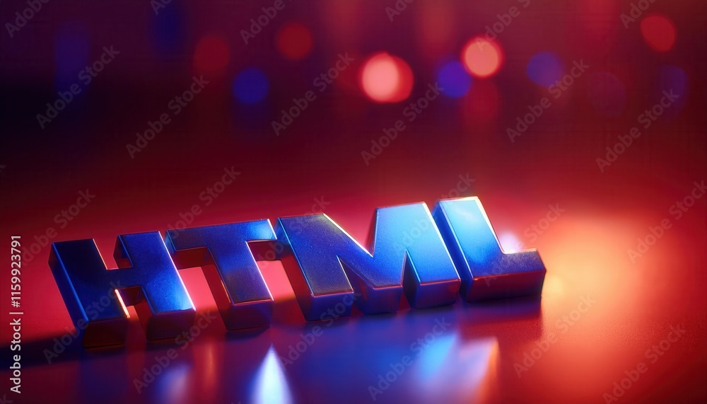 Poster Creating a Stunning Visual Representation of HTML with Dynamic Lighting Effects