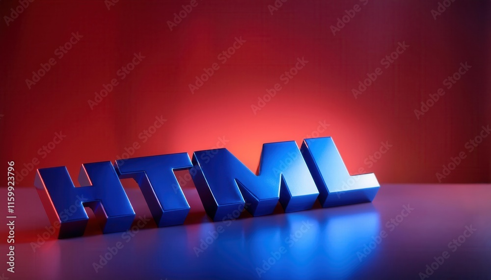 Poster html text in bold 3d display against modern background