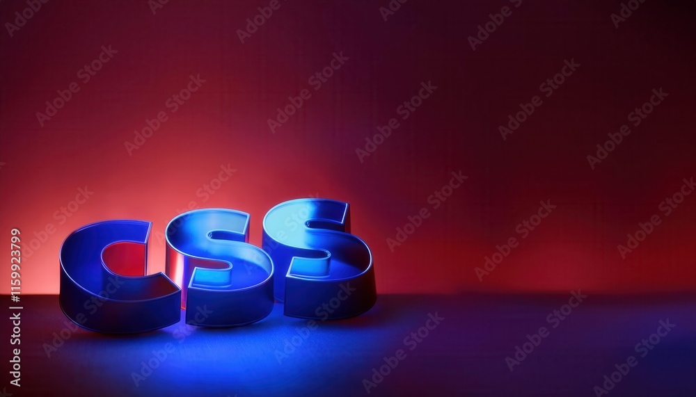Poster CSS 3D Typography Display with Colorful Lighting Effects