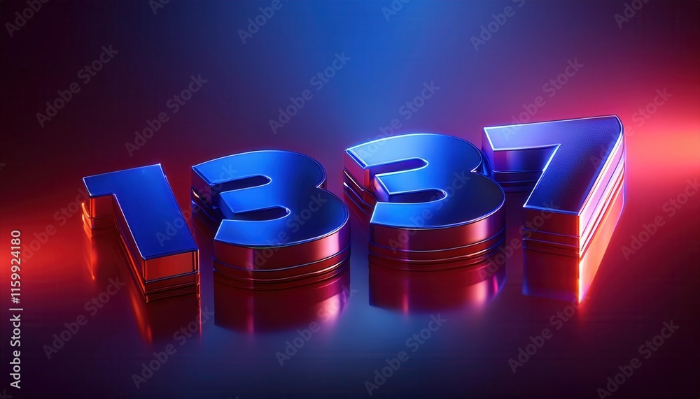 Poster stylized 3d rendering of leet code 1337 for digital art