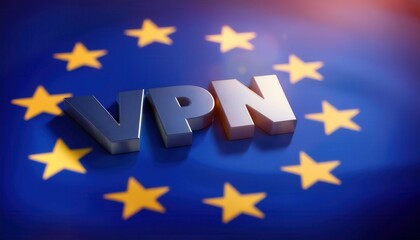 VPN Technology Represented Against European Union Flag