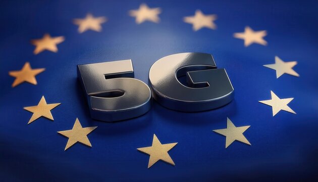 5G Technology Advancements in Europe with EU Flag - Powered by Adobe