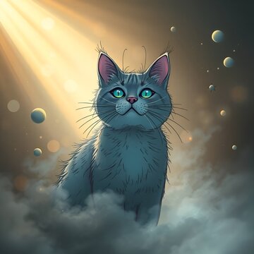 cat in the night for wallpaper dekstop air generated