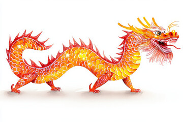 Obraz premium Vibrant dragon illustration with fiery colors and dynamic pose