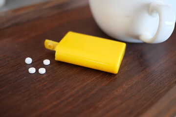 artificial sweetener container on table