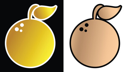 vector logo, image of a coconut tree seed with a beautiful gold texture on a black and white background