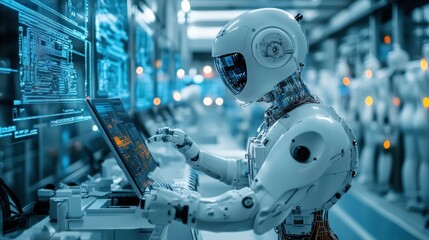 Advanced electrical installations in a robotics lab, futuristic atmosphere,