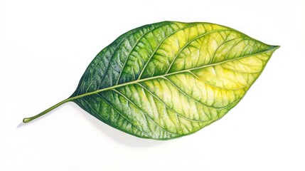 Obraz premium A detailed illustration of a green and yellow leaf showcasing natural textures.