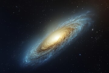 Spiral galaxy in deep space, cosmic swirl of stars and gas. (1)
