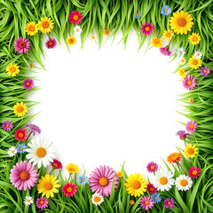 Obraz premium Floral with Grass Frame Background for Seasonal Event Designs