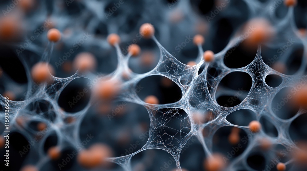 Poster Abstract Composition of Molecular Structures with Intricate Network Design and Vivid Detail Showcasing Connectivity and Interaction in a Scientific Context