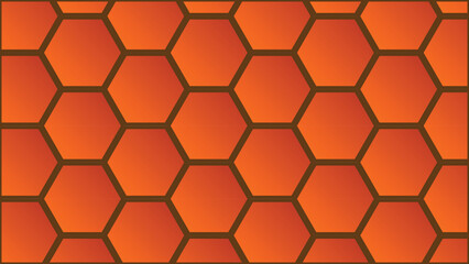 Abstract geometric background with orange hexagons.  Modern, seamless pattern for design, texture, wallpaper, or presentation.