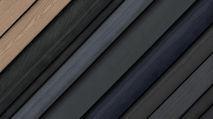 Obraz premium Diagonal arrangement of various wood plank colors showcasing different shades of brown and black. Ideal for design and architecture projects.