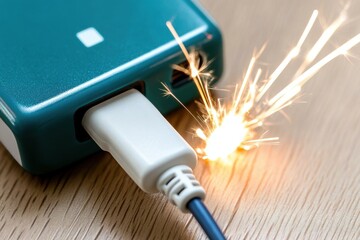Power bank sparks fire during charging.