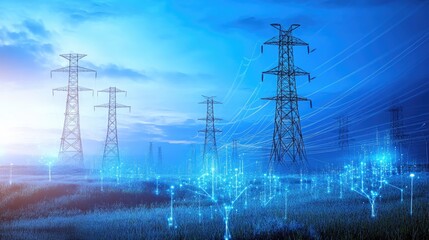Electrical pylons with smart grid technology installed