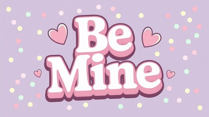 Romantic Happy Valentine's Day design with elegant script font concept. Playful "Be Mine" design with hearts and pastel colors, perfect for Valentine's-themed graphics.
