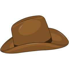 Brown Cowboy Hat Illustration in Cartoon Design. Isolated Vector Graphic