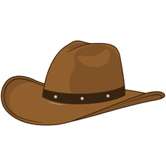 Brown Cowboy Hat Illustration in Cartoon Design. Isolated Vector Graphic