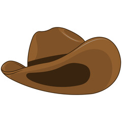 Brown Cowboy Hat Illustration in Cartoon Design. Isolated Vector Graphic