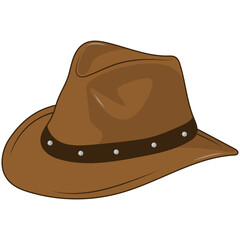Brown Cowboy Hat Illustration in Cartoon Design. Isolated Vector Graphic