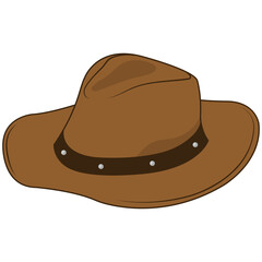 Brown Cowboy Hat Illustration in Cartoon Design. Isolated Vector Graphic