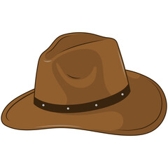 Brown Cowboy Hat Illustration in Cartoon Design. Isolated Vector Graphic