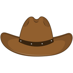 Brown Cowboy Hat Illustration in Cartoon Design. Isolated Vector Graphic