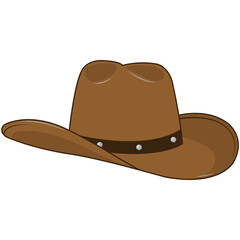 Brown Cowboy Hat Illustration in Cartoon Design. Isolated Vector Graphic
