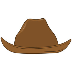 Brown Cowboy Hat Illustration in Cartoon Design. Isolated Vector Graphic
