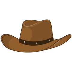 Brown Cowboy Hat Illustration in Cartoon Design. Isolated Vector Graphic