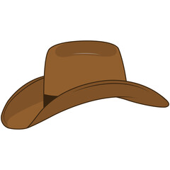 Brown Cowboy Hat Illustration in Cartoon Design. Isolated Vector Graphic