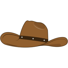 Brown Cowboy Hat Illustration in Cartoon Design. Isolated Vector Graphic