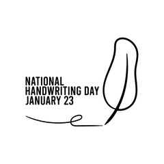 National handwriting day. January 23. Feather pen line icon. Hand drawing. White background. Poster, banner, card, poster.