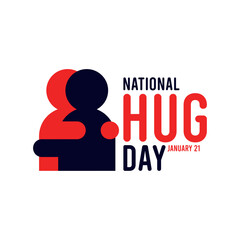National hug day design vector on white background. January 21. Poster, banner, card, background.