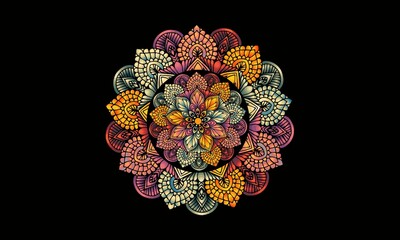 floral background with flowers.Ornament beautiful card with mandala	