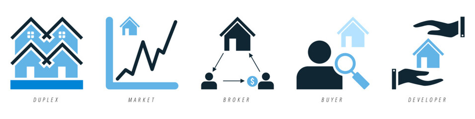 Real estate property, house residential building architecture. Containing home building, sell and buy, investment vector glyphs pictogram sign icon symbol ui and ux design
